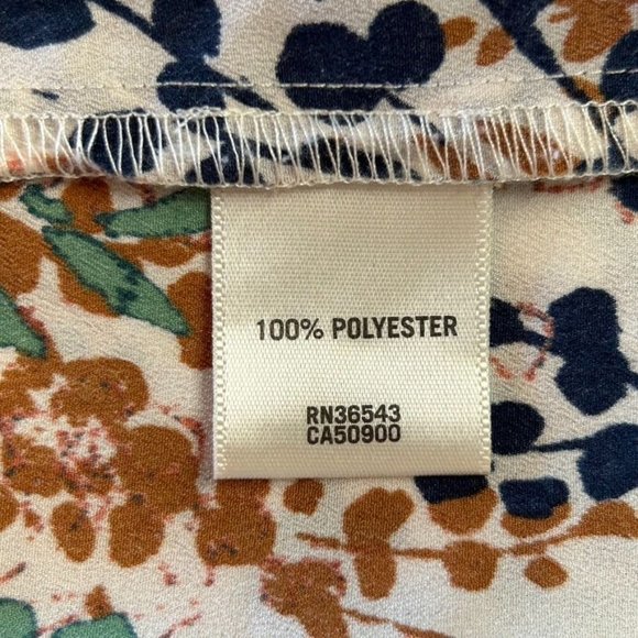 Van Heusen Women's Long Sleeve Multicolor Print Top in Cream - Size M - Picture 4 of 5